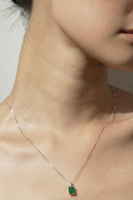 Emerald Grace Pendant with radiant emerald gemstone in 925 sterling silver