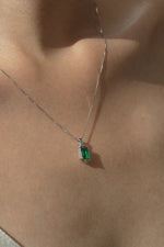 Emerald Grace Pendant with radiant emerald gemstone in 925 sterling silver