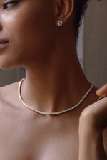 3mm gold plated tennis necklace in sterling silver