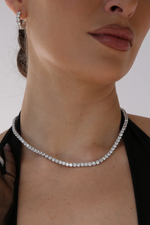 Classic 4mm silver tennis necklace in 925 sterling silver