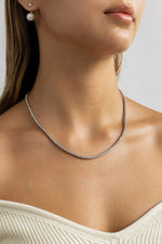 Classic 2mm silver tennis necklace in 925 sterling silver

