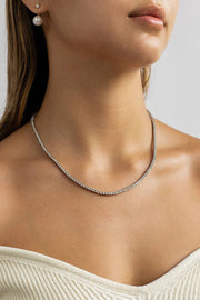 Classic 2mm silver tennis necklace in 925 sterling silver

