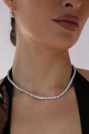 Classic 4mm silver tennis necklace in 925 sterling silver


