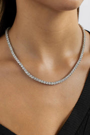 Classic 4mm silver tennis necklace in 925 sterling silver

